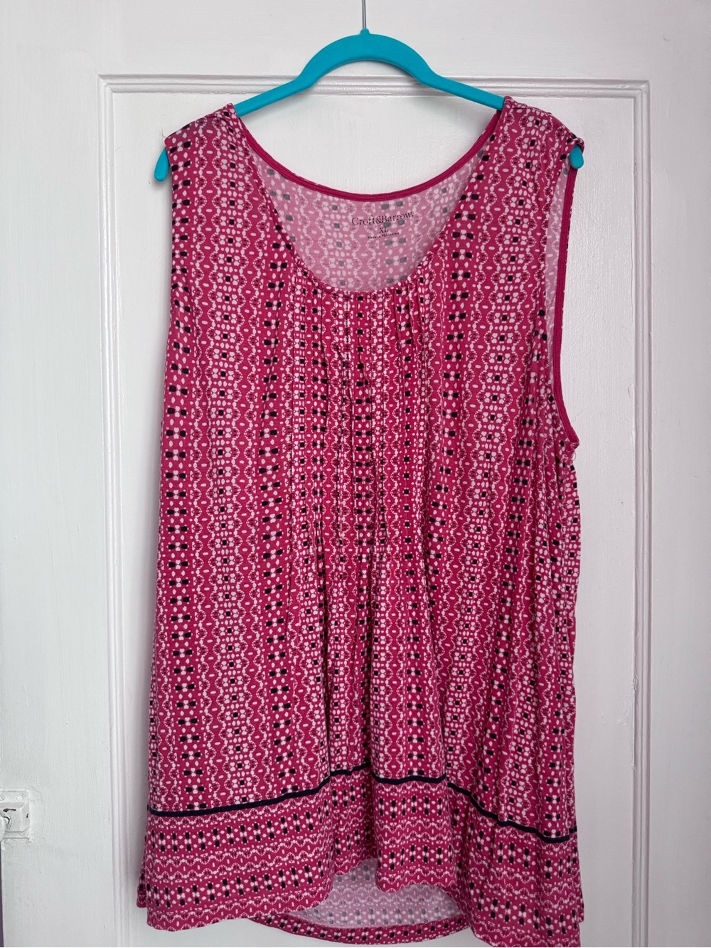 croft & barrow Red Geometric Scoop-Neck Sleeveless Tank
